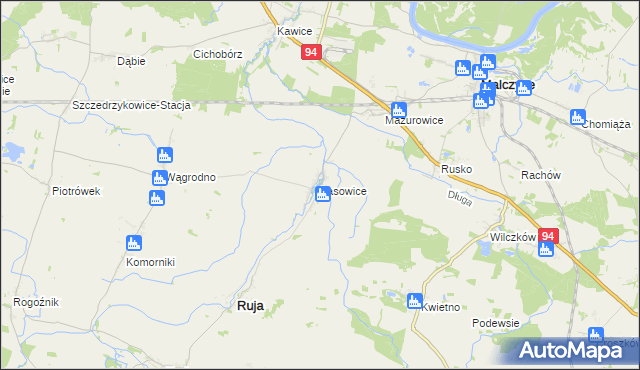 mapa Lasowice gmina Ruja, Lasowice gmina Ruja na mapie Targeo