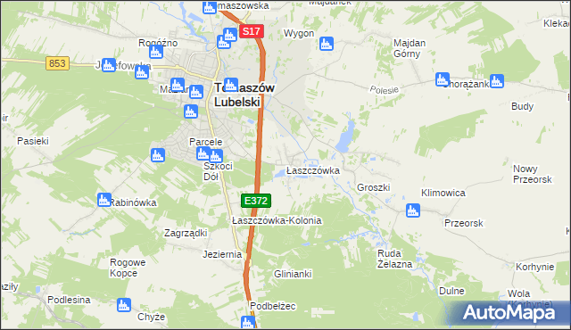 mapa Łaszczówka, Łaszczówka na mapie Targeo