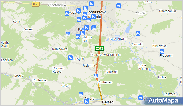 mapa Łaszczówka-Kolonia, Łaszczówka-Kolonia na mapie Targeo