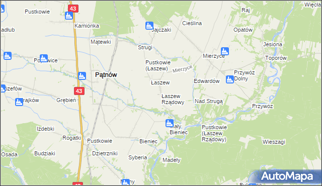 mapa Łaszew Rządowy, Łaszew Rządowy na mapie Targeo