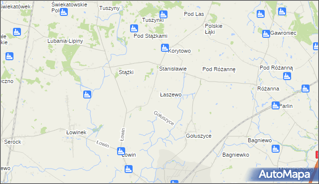 mapa Łaszewo gmina Pruszcz, Łaszewo gmina Pruszcz na mapie Targeo