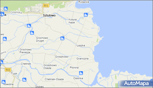 mapa Łaszka, Łaszka na mapie Targeo