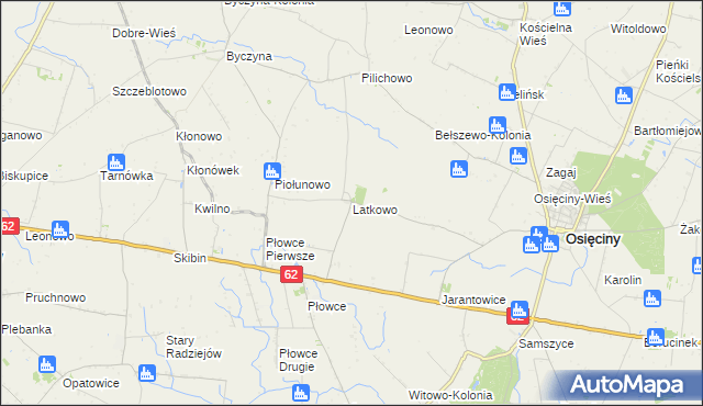 mapa Latkowo gmina Osięciny, Latkowo gmina Osięciny na mapie Targeo