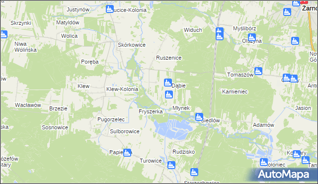 mapa Ławki gmina Żarnów, Ławki gmina Żarnów na mapie Targeo