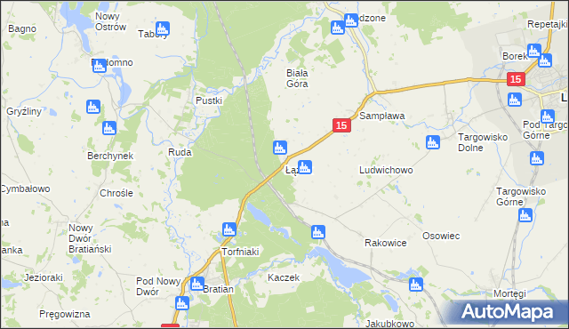 mapa Łążek gmina Lubawa, Łążek gmina Lubawa na mapie Targeo