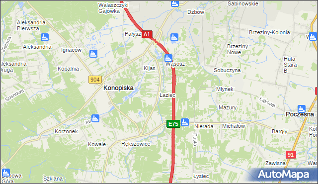 mapa Łaziec, Łaziec na mapie Targeo