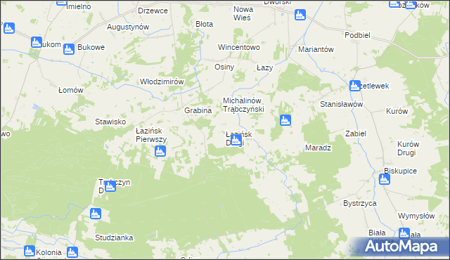 mapa Łazińsk Drugi, Łazińsk Drugi na mapie Targeo