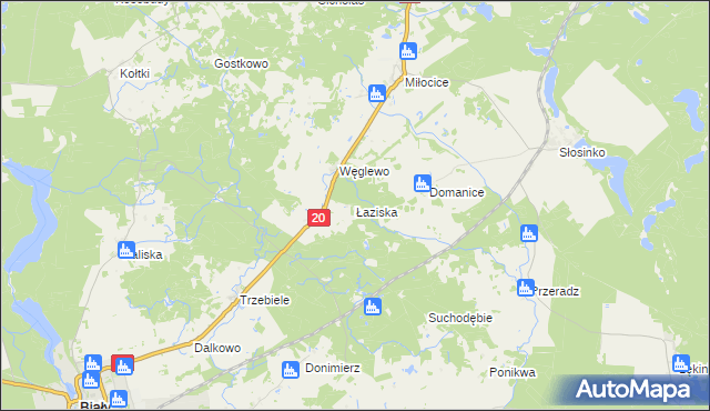mapa Łaziska gmina Miastko, Łaziska gmina Miastko na mapie Targeo