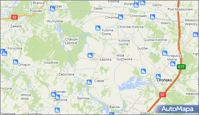 mapa Łaziska gmina Orońsko, Łaziska gmina Orońsko na mapie Targeo