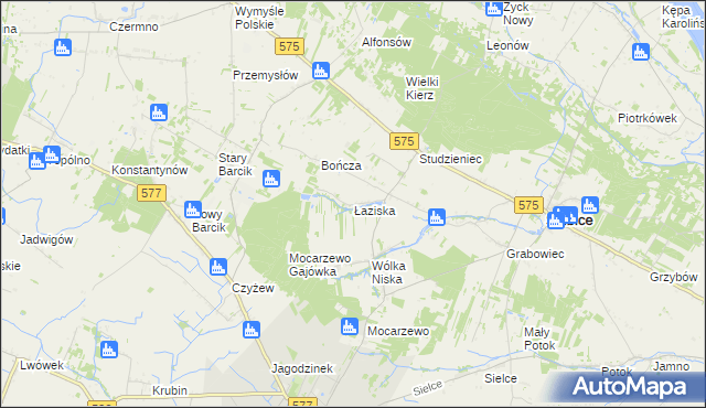 mapa Łaziska gmina Słubice, Łaziska gmina Słubice na mapie Targeo