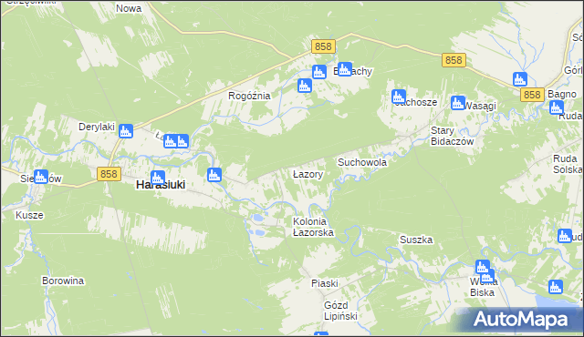 mapa Łazory, Łazory na mapie Targeo