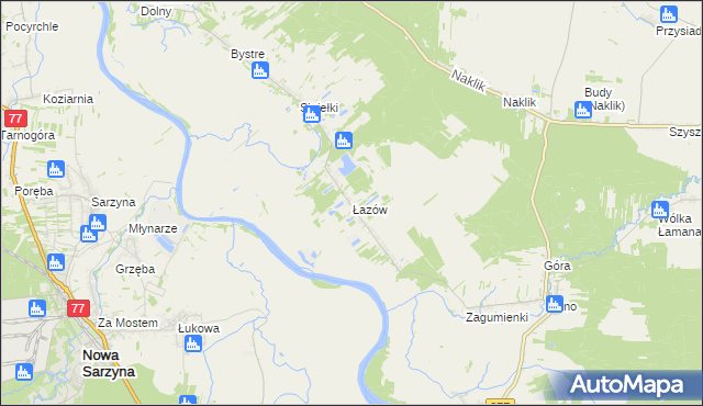 mapa Łazów gmina Krzeszów, Łazów gmina Krzeszów na mapie Targeo