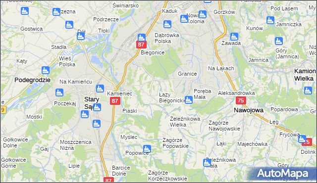 mapa Łazy Biegonickie, Łazy Biegonickie na mapie Targeo