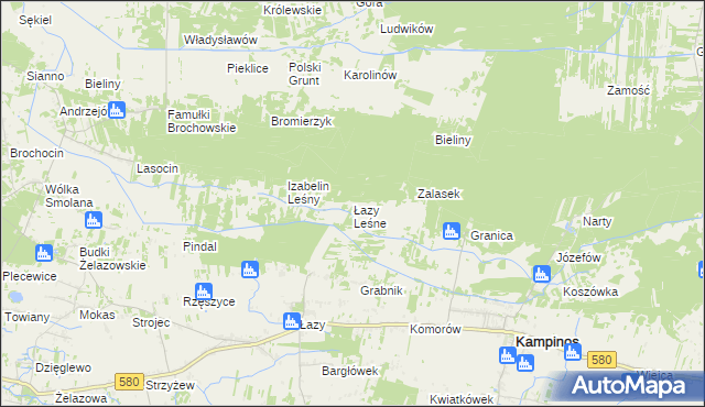 mapa Łazy Leśne, Łazy Leśne na mapie Targeo