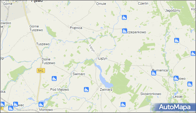 mapa Łążyn gmina Lubawa, Łążyn gmina Lubawa na mapie Targeo