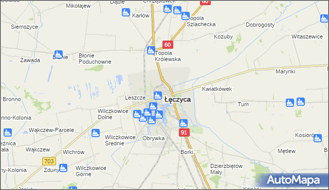mapa Łęczyca, Łęczyca na mapie Targeo