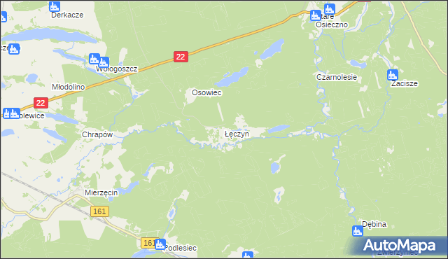 mapa Łęczyn gmina Dobiegniew, Łęczyn gmina Dobiegniew na mapie Targeo
