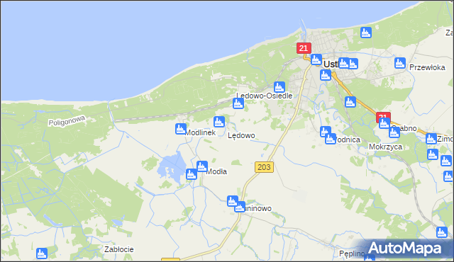 mapa Lędowo gmina Ustka, Lędowo gmina Ustka na mapie Targeo