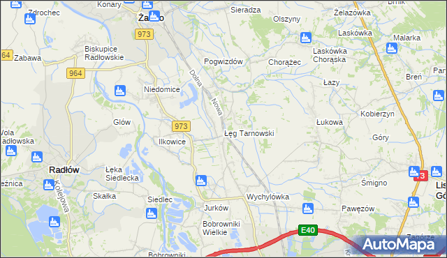 mapa Łęg Tarnowski, Łęg Tarnowski na mapie Targeo