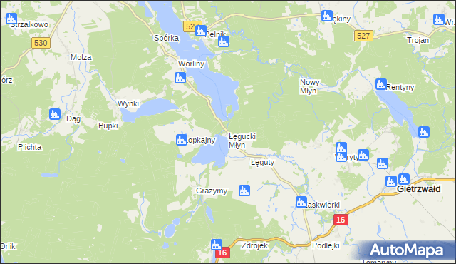 mapa Łęgucki Młyn, Łęgucki Młyn na mapie Targeo