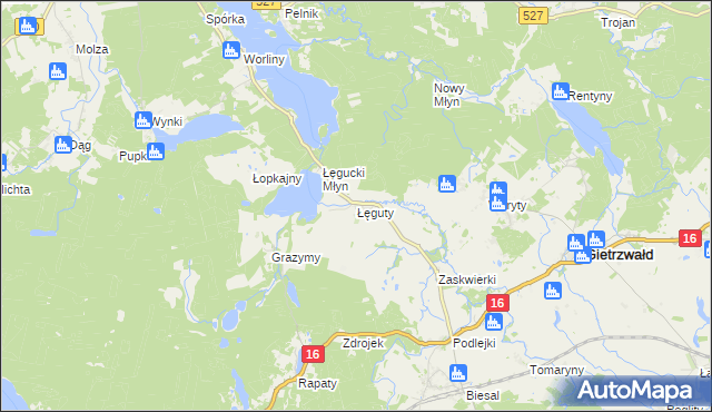 mapa Łęguty, Łęguty na mapie Targeo