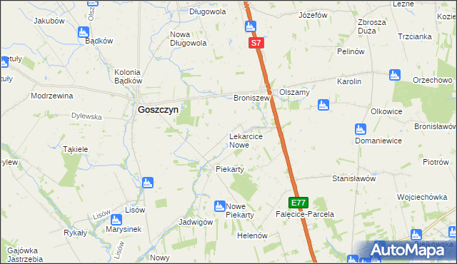 mapa Lekarcice Nowe, Lekarcice Nowe na mapie Targeo