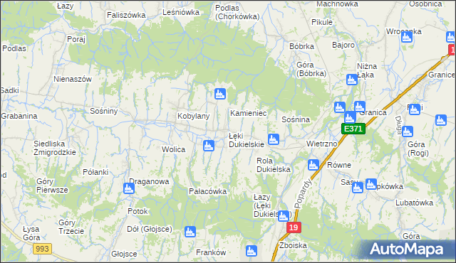 mapa Łęki Dukielskie, Łęki Dukielskie na mapie Targeo