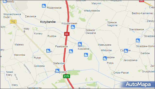 mapa Łęki Kościelne, Łęki Kościelne na mapie Targeo