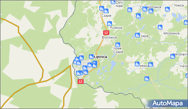 mapa Łęknica powiat żarski, Łęknica powiat żarski na mapie Targeo