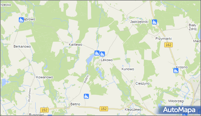 mapa Lekowo gmina Świdwin, Lekowo gmina Świdwin na mapie Targeo