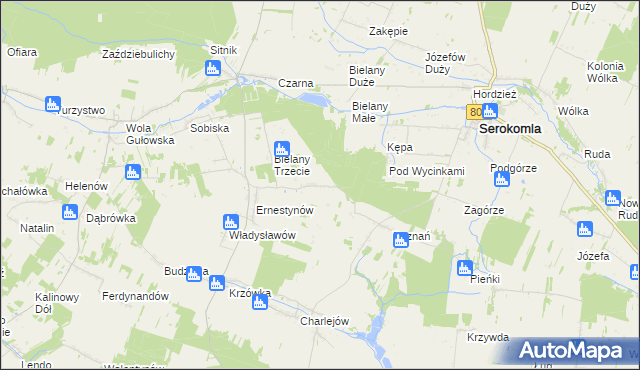 mapa Leonardów gmina Serokomla, Leonardów gmina Serokomla na mapie Targeo