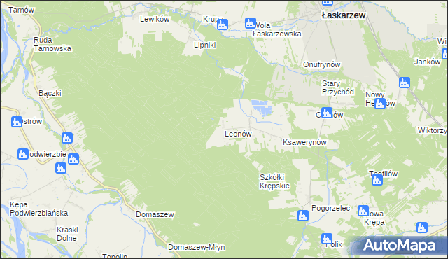 mapa Leonów gmina Maciejowice, Leonów gmina Maciejowice na mapie Targeo