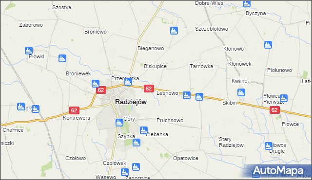 mapa Leonowo gmina Radziejów, Leonowo gmina Radziejów na mapie Targeo