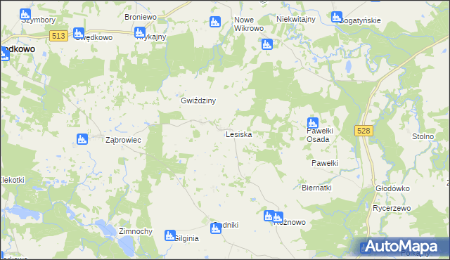 mapa Lesiska gmina Godkowo, Lesiska gmina Godkowo na mapie Targeo