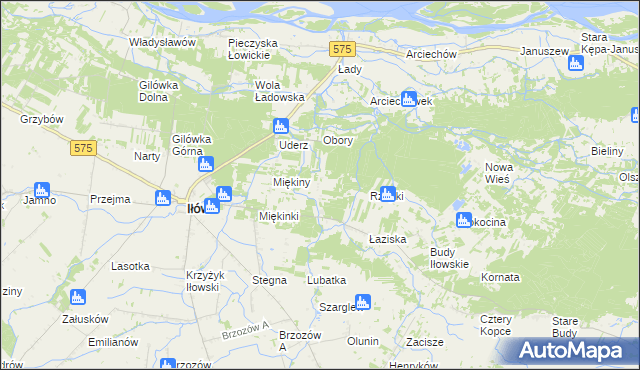 mapa Leśniaki gmina Iłów, Leśniaki gmina Iłów na mapie Targeo