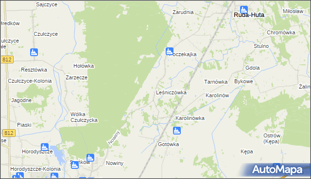 mapa Leśniczówka gmina Ruda-Huta, Leśniczówka gmina Ruda-Huta na mapie Targeo