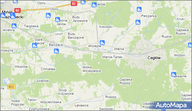 mapa Leśniczówka Mienia, Leśniczówka Mienia na mapie Targeo