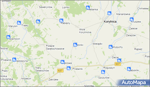 mapa Leśniki gmina Korytnica, Leśniki gmina Korytnica na mapie Targeo