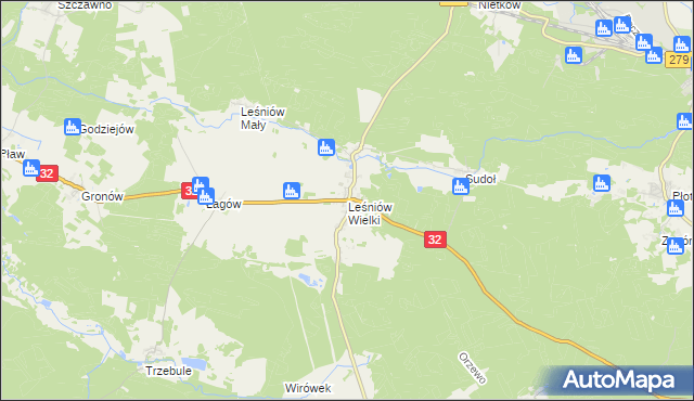 mapa Leśniów Wielki, Leśniów Wielki na mapie Targeo