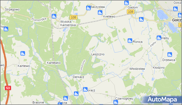 mapa Leszczno, Leszczno na mapie Targeo