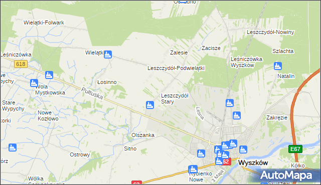 mapa Leszczydół Stary, Leszczydół Stary na mapie Targeo