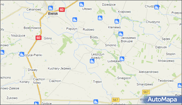 mapa Leszczyn Księży, Leszczyn Księży na mapie Targeo