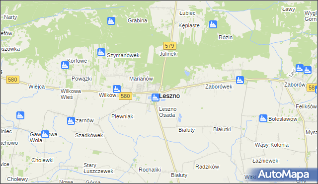 mapa Leszno powiat warszawski zachodni, Leszno powiat warszawski zachodni na mapie Targeo