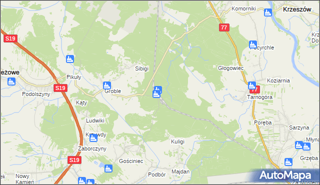 mapa Łętownia gmina Jeżowe, Łętownia gmina Jeżowe na mapie Targeo