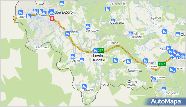 mapa Lewin Kłodzki, Lewin Kłodzki na mapie Targeo