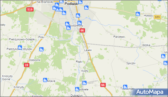 mapa Lewki gmina Bielsk Podlaski, Lewki gmina Bielsk Podlaski na mapie Targeo