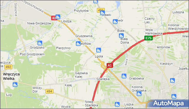 mapa Lgota gmina Kłobuck, Lgota gmina Kłobuck na mapie Targeo