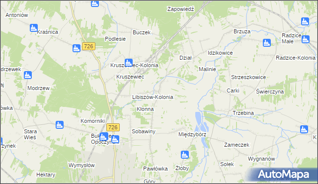 mapa Libiszów gmina Opoczno, Libiszów gmina Opoczno na mapie Targeo