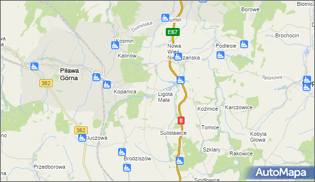 mapa Ligota Mała gmina Niemcza, Ligota Mała gmina Niemcza na mapie Targeo