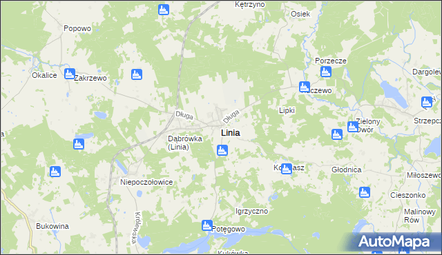 mapa Linia powiat wejherowski, Linia powiat wejherowski na mapie Targeo